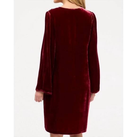 NEW JOHNNY WAS molly kimono sleeve relaxed dress in cran-ruby red - Picture 4 of 5